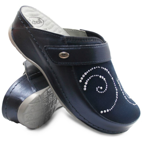 Klapki damskie na koturnie Scholl Gemini Strap mf308871040 Navy Blue