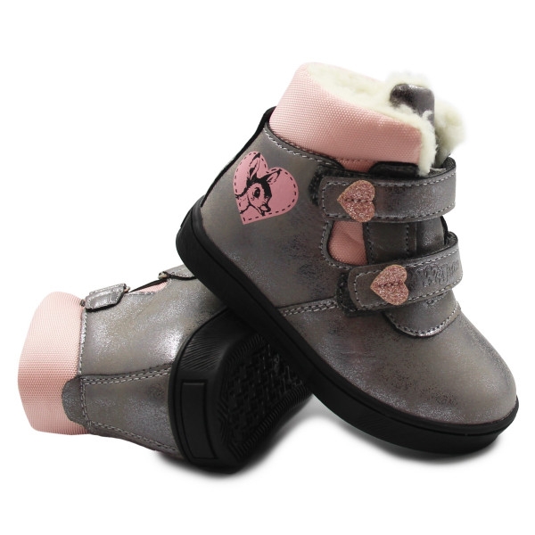 Ocieplane buty na zimę dla dziewczynki Wojtyłko 1z24128 szary