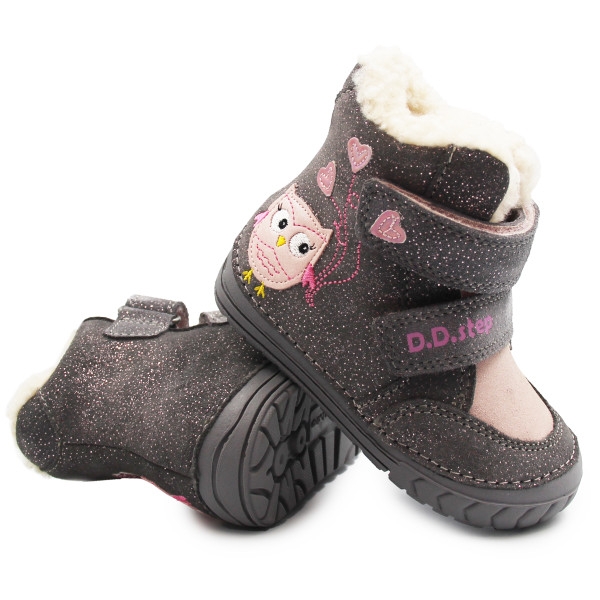 Ocieplane buty zimowe dla dziewczynki błyszczące D.D.Step W029-362Y